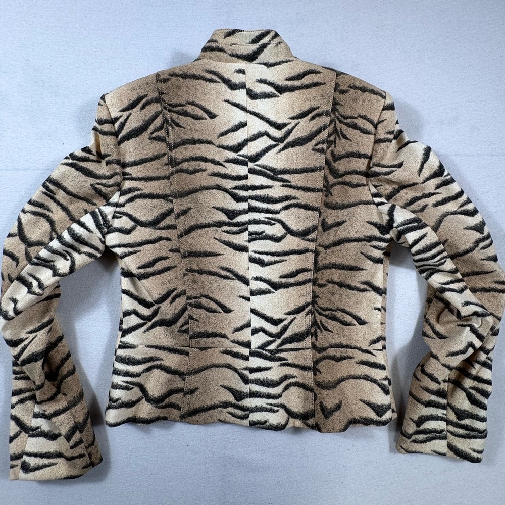 Alberto Makali Sport Caché Vintage Tiger Print Faux Suede Jacket Size 8 - Picture 5 of 7